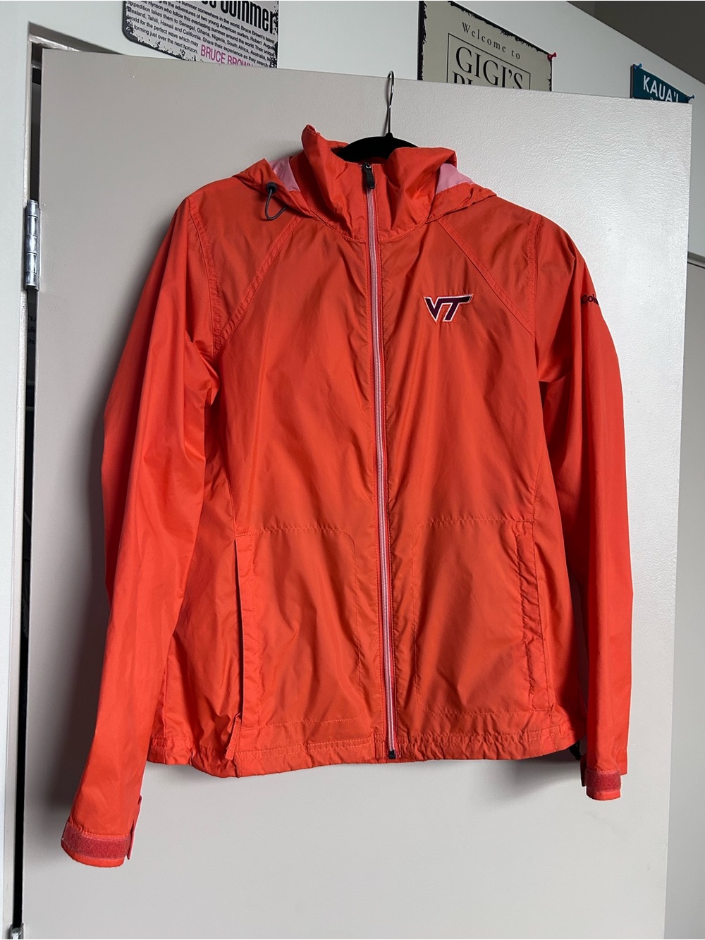 Virginia Tech Orange Packable Rain Jacket with VT Logo